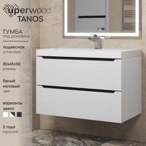 Тумба под раковину Uperwood Tanos 80 см, подвесная, белая/графит в Тавде - tavda.ok-mebel.com | фото 3
