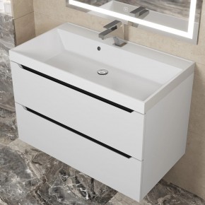 Тумба под раковину Uperwood Tanos 80 см, подвесная, белая/графит в Тавде - tavda.ok-mebel.com | фото 8