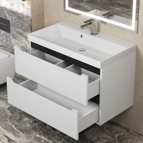 Тумба под раковину Uperwood Tanos 80 см, подвесная, белая/графит в Тавде - tavda.ok-mebel.com | фото 9