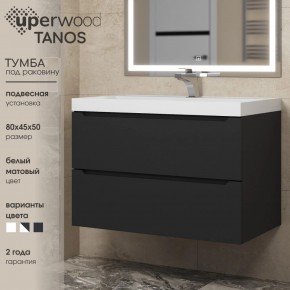 Тумба под раковину Uperwood Tanos 80 см, подвесная, черная матовая в Тавде - tavda.ok-mebel.com | фото 3
