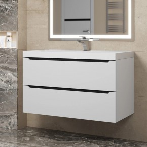 Тумба под раковину Uperwood Tanos 90 см, подвесная, белая/графит в Тавде - tavda.ok-mebel.com | фото