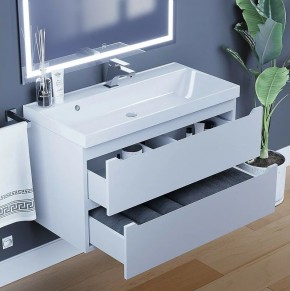 Тумба под раковину Uperwood Tanos 90 см, подвесная, белая матовая в Тавде - tavda.ok-mebel.com | фото 4