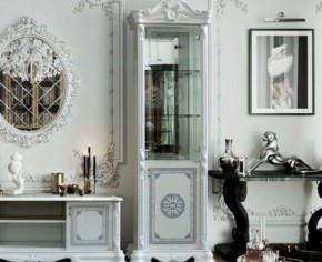 Витрина 1- дверная (12.321) Грация (белый/серебро) в Тавде - tavda.ok-mebel.com | фото