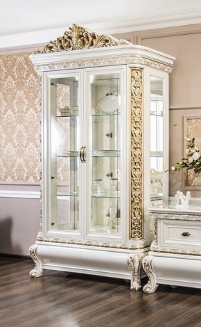 Витрина двухстворчатая Алсу (белый глянец) в Тавде - tavda.ok-mebel.com | фото 2