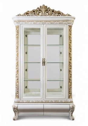 Витрина двухстворчатая Алсу (белый глянец) в Тавде - tavda.ok-mebel.com | фото 3