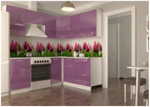 Кухонный гарнитур угловой Волна 2100 (фиолетовый металлик) в Тавде - tavda.ok-mebel.com | фото 1